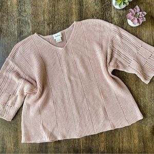 Vintage Neiman Marcus‎ linen knit sweater top pink